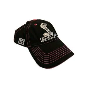 Black / Pink Shelby Mustang Hat Cap w/ Gray Embroidered Snake Cobra Logo